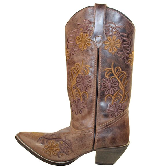 Rawhide Abilene Western Two Tone Earthy Brown Vintage Leather Snip Toe B… - Picture 3 of 11